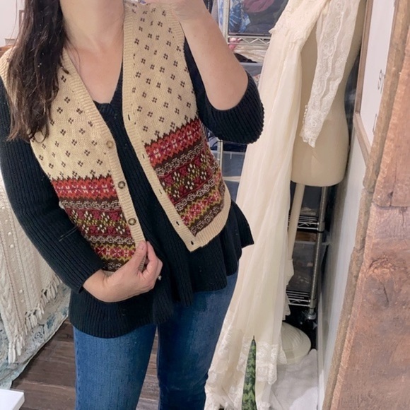 Vintage sweater knit vest size medium boho - Picture 2 of 12